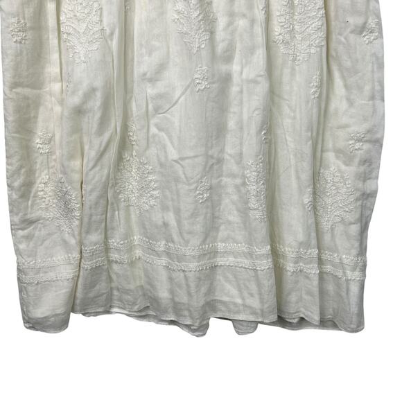 Calypso Christiane Celle Tunic Babydoll White Dress Short Sleeve Coquette Large - Picture 4 of 7